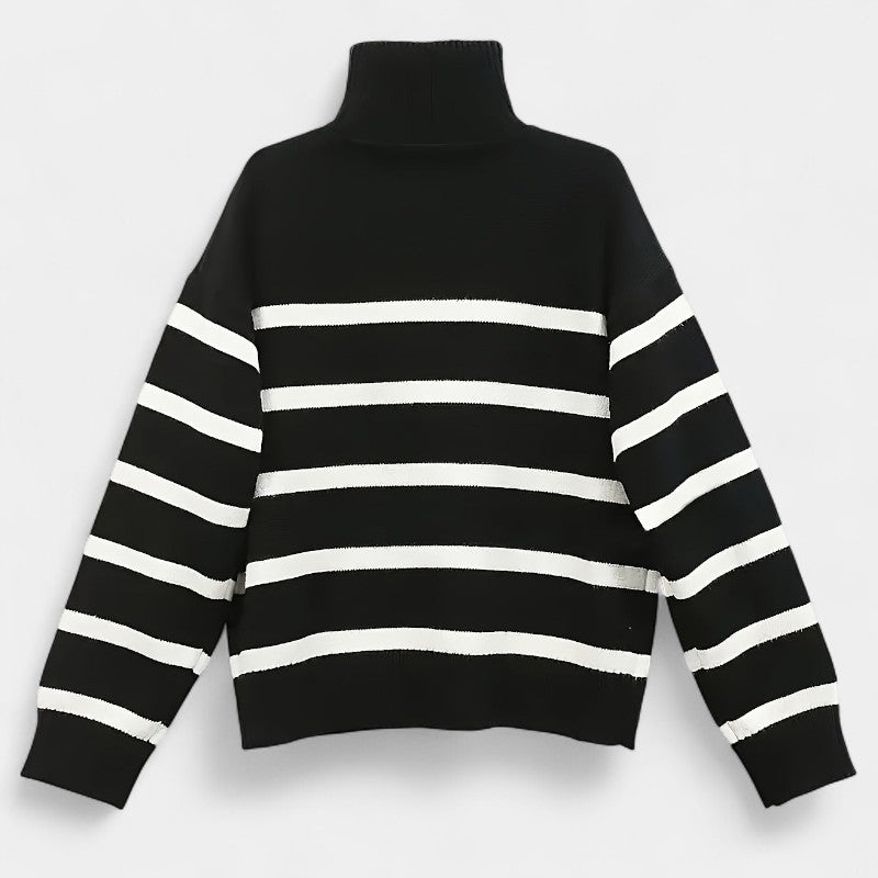 Gleame.-Truien & Vesten-Gleame trui met rits - gestreepte trui met lange mouwen