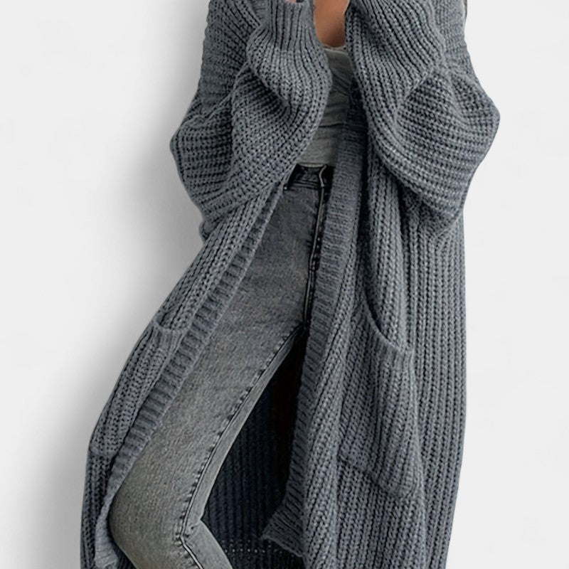 Gleame.-Truien & Vesten-Gleame vest - casual lang openvallend vest met lange mouwen