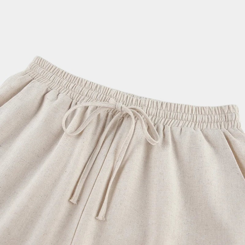 Gleame.-Two-piece set-Gleame Set - Vrouwen vakantie linnen broek en crop top set