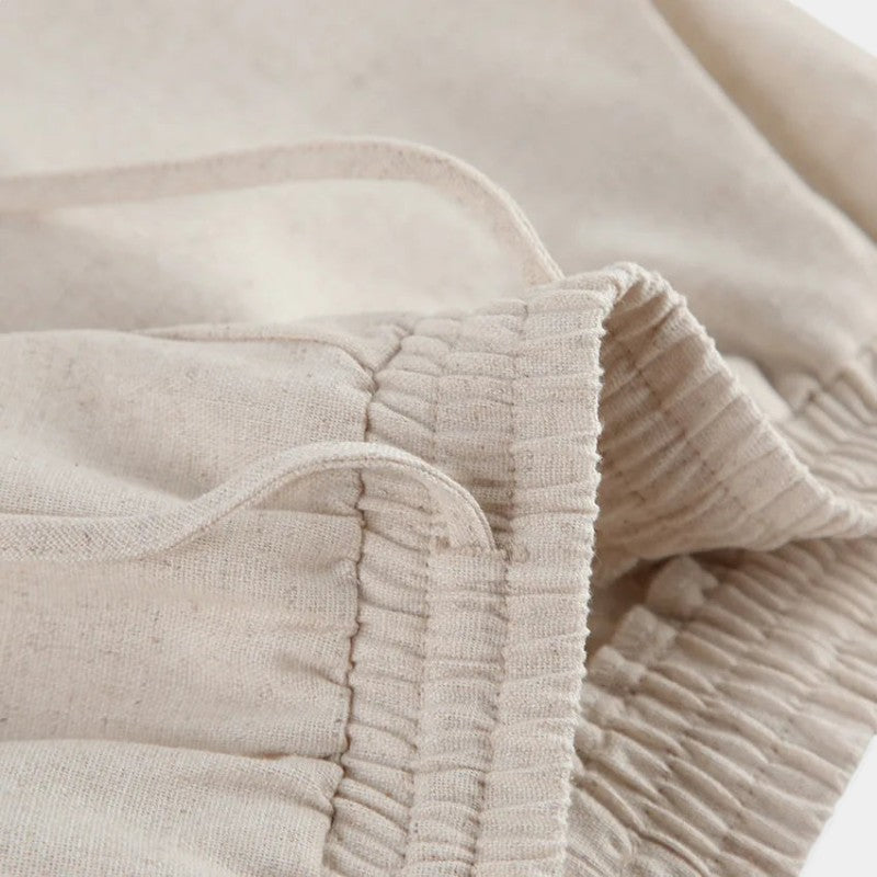 Gleame.-Two-piece set-Gleame Set - Vrouwen vakantie linnen broek en crop top set