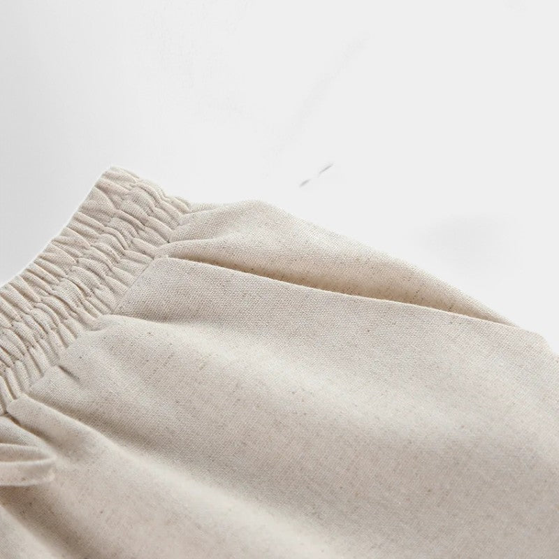 Gleame.-Two-piece set-Gleame Set - Vrouwen vakantie linnen broek en crop top set