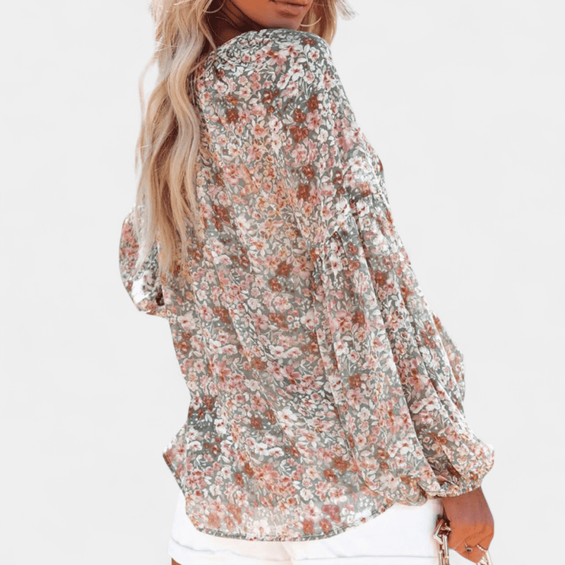 Gleame.-Women Blouse-Gleame blouse - lichte bloemenblouse met lange mouwen voor een casual look