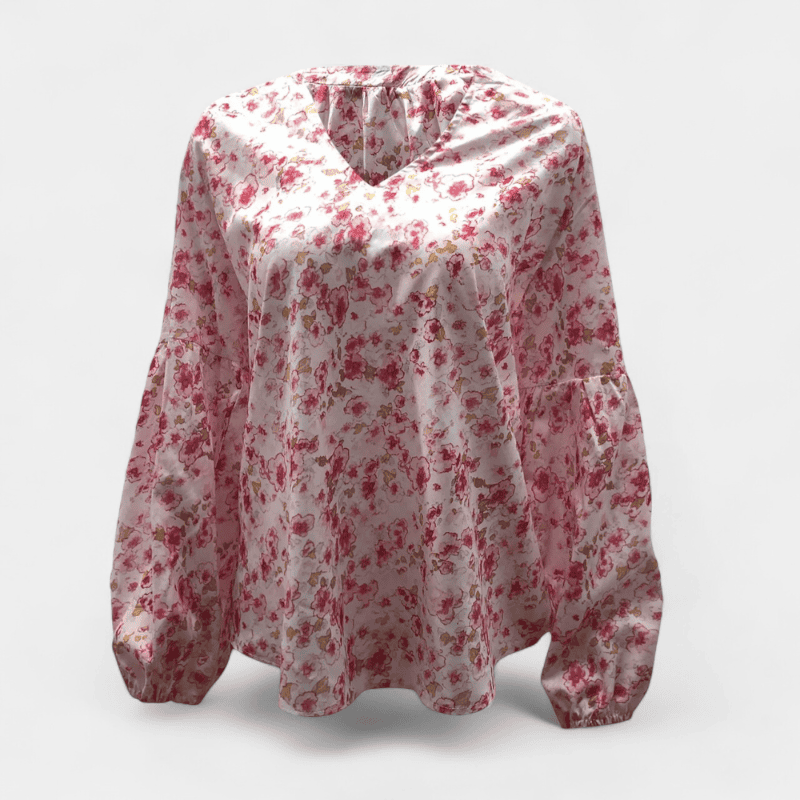 Gleame.-Women Blouse-Gleame blouse - lichte bloemenblouse met lange mouwen voor een casual look
