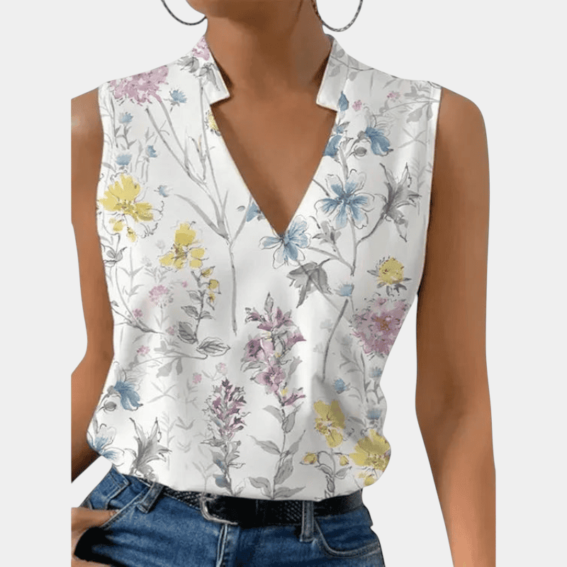Gleame.-Women Blouse Spring-Gleame top - trendy mouwloze top met v-hals voor dames