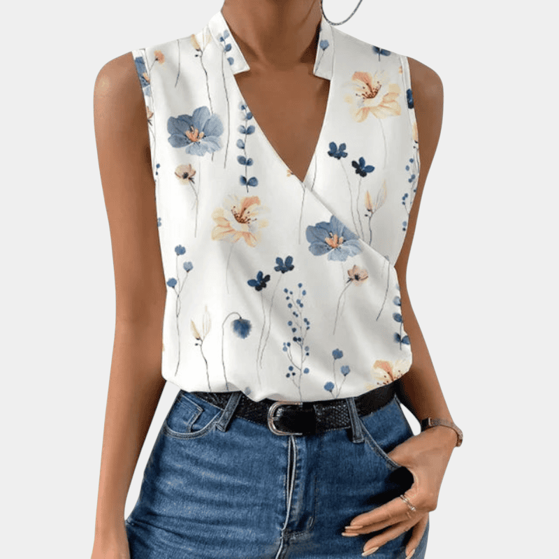 Gleame.-Women Blouse Spring-Gleame top - trendy mouwloze top met v-hals voor dames