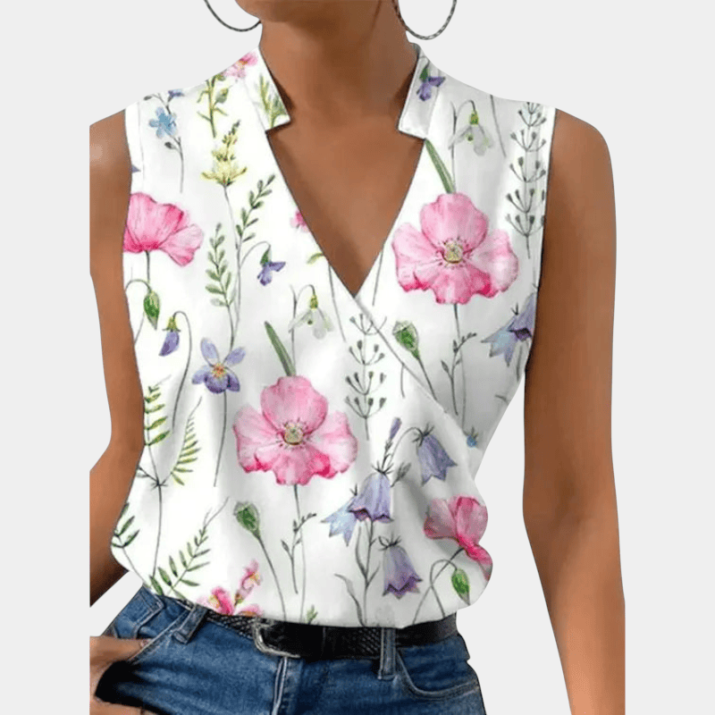 Gleame.-Women Blouse Spring-Gleame top - trendy mouwloze top met v-hals voor dames