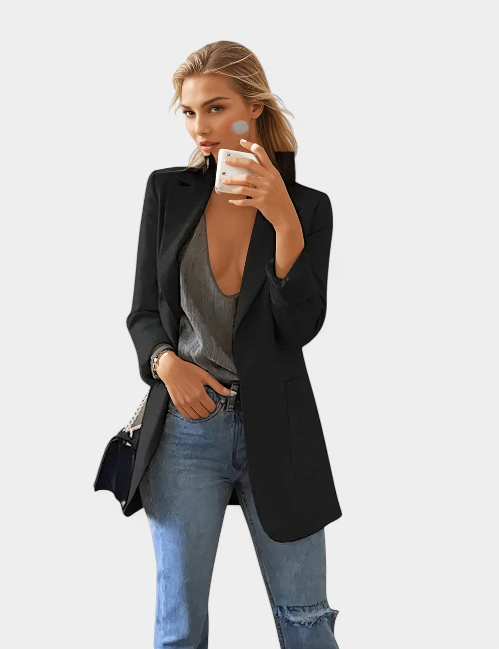 Gleame Lange Blazer - Elegante getailleerde lange damesblazer