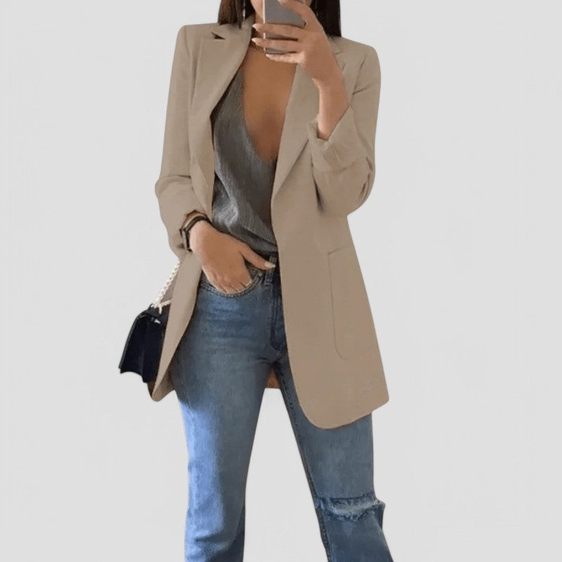 Gleame Lange Blazer - Elegante getailleerde lange damesblazer