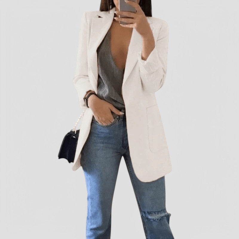 Gleame Lange Blazer - Elegante getailleerde lange damesblazer