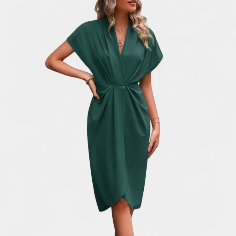 Gleame.-dress-Gleame Jurk - Elegante midi jurk met overslag en plooidetail