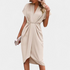 Gleame.-dress-Gleame Jurk - Elegante midi jurk met overslag en plooidetail