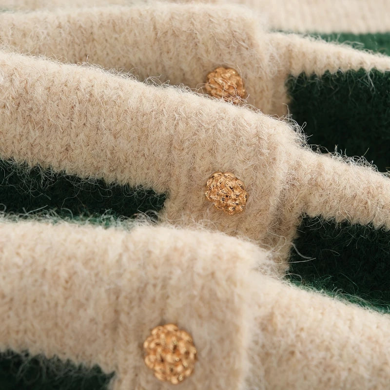 Gleame.-Truien & Vesten-Gleame Cardigan - Casual gestreepte wol cardigan voor de herfst en winter