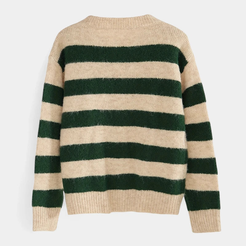 Gleame.-Truien & Vesten-Gleame Cardigan - Casual gestreepte wol cardigan voor de herfst en winter