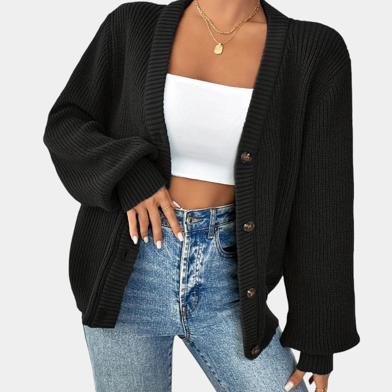 Gleame.-Truien & Vesten-Gleame Cardigan - Elegante gebreide cardigan met knopen en V-hals