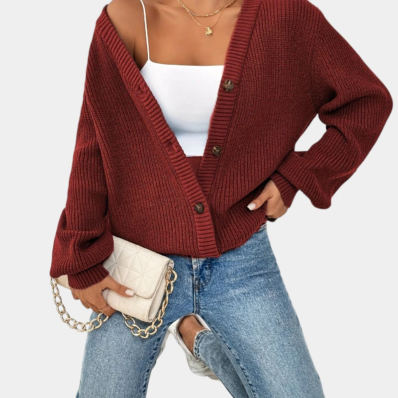 Gleame.-Truien & Vesten-Gleame Cardigan - Elegante gebreide cardigan met knopen en V-hals