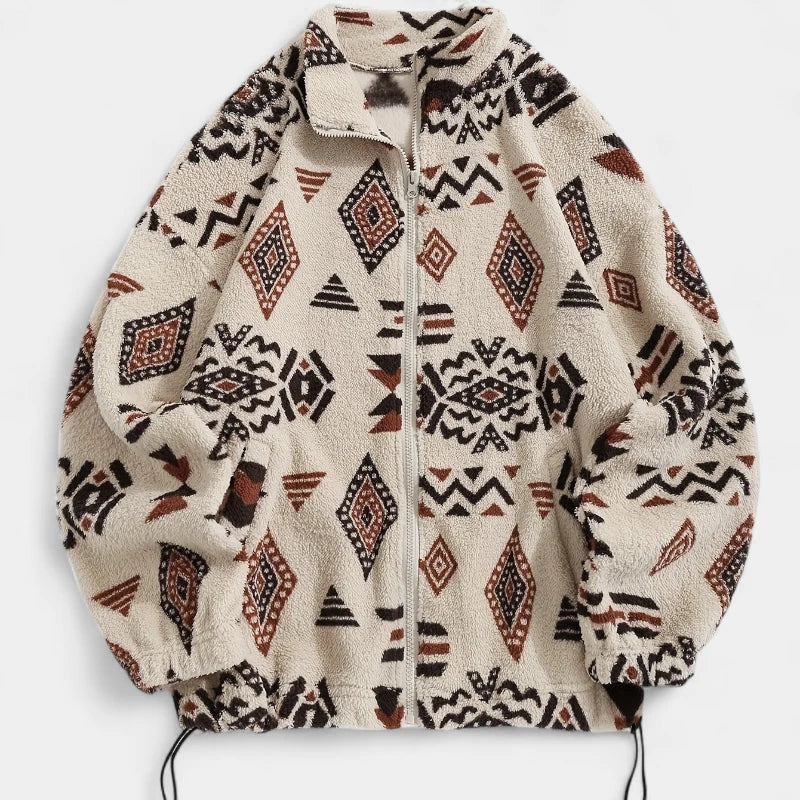 Gleame.-Jassen-Gleame Jas - Casual comfortabele ritsjack met tribal patroon