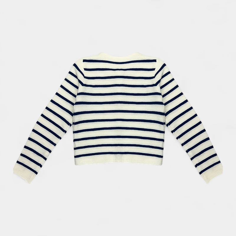 Gleame.-Truien & Vesten-Gleame Trui - Elegante gebreide trui met knopen en strepen