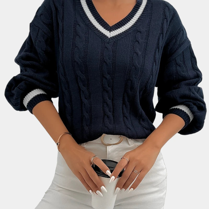 Gleame.-Truien & Vesten-Gleame Trui - V-hals losse trui met lange mouwen