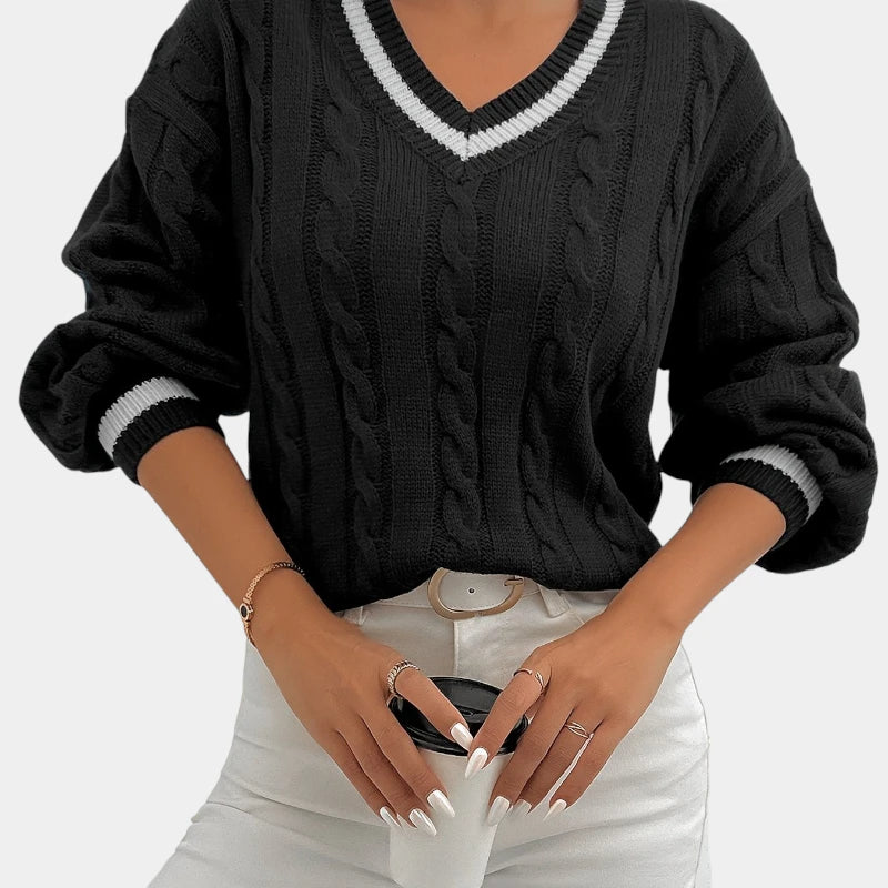 Gleame.-Truien & Vesten-Gleame Trui - V-hals losse trui met lange mouwen