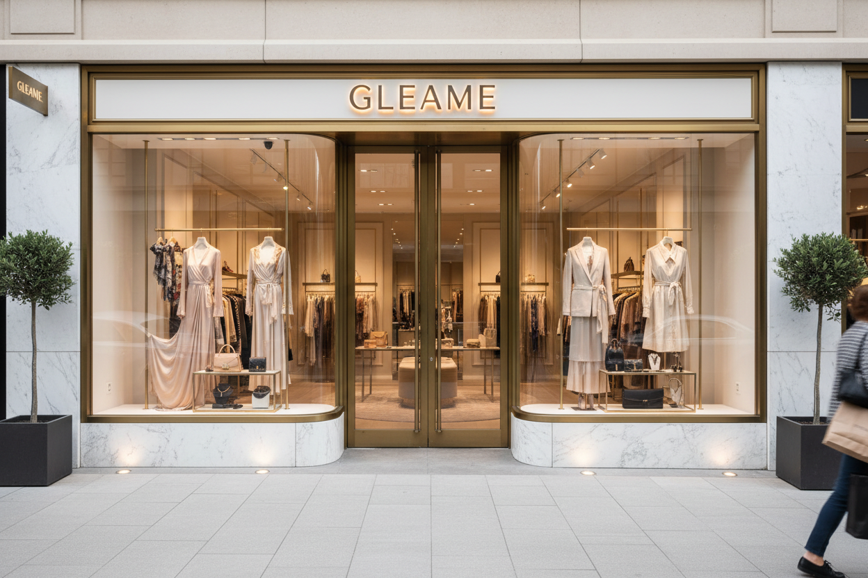 a fancy cloths store name Gleame road side picture