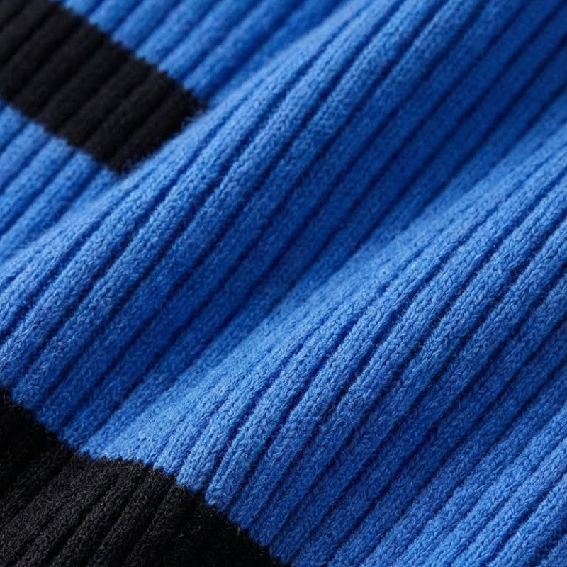 Gleame | Dames Bodycon Jurk Ronde Hals Lange Mouw Kleurblok Strepen