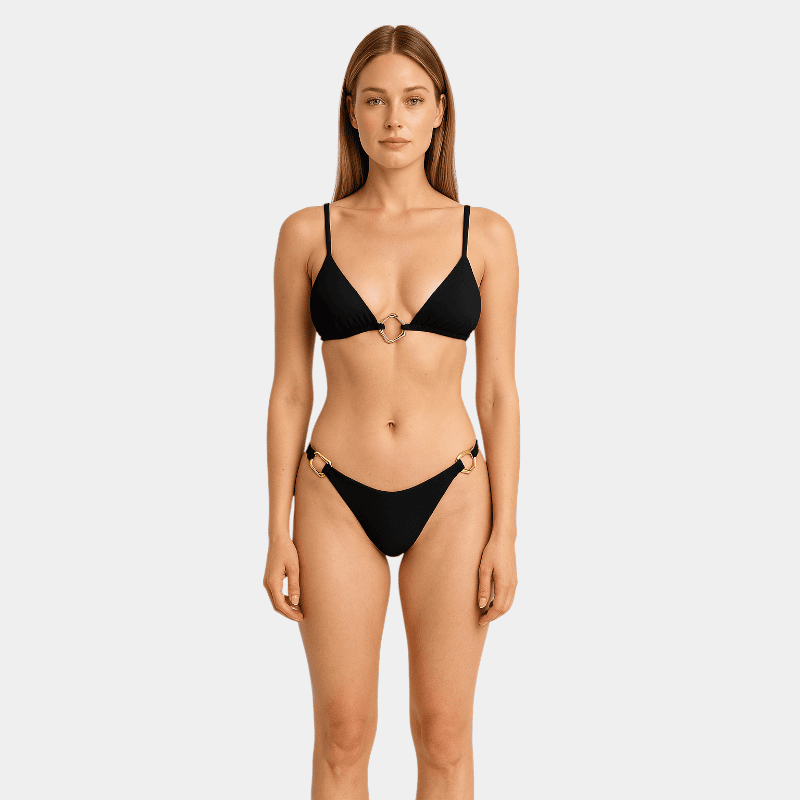Gleame.-Swimwear-Gleame Bikini - Nieuwe sexy bikini in effen kleur met split en veters