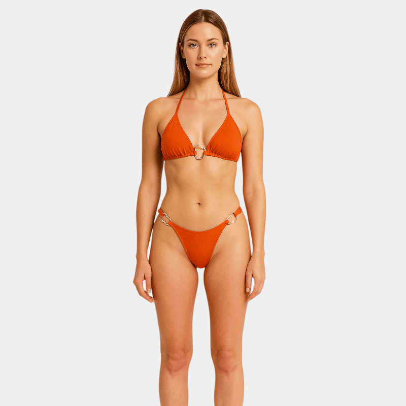 Gleame.-Swimwear-Gleame Bikini - Nieuwe sexy bikini in effen kleur met split en veters