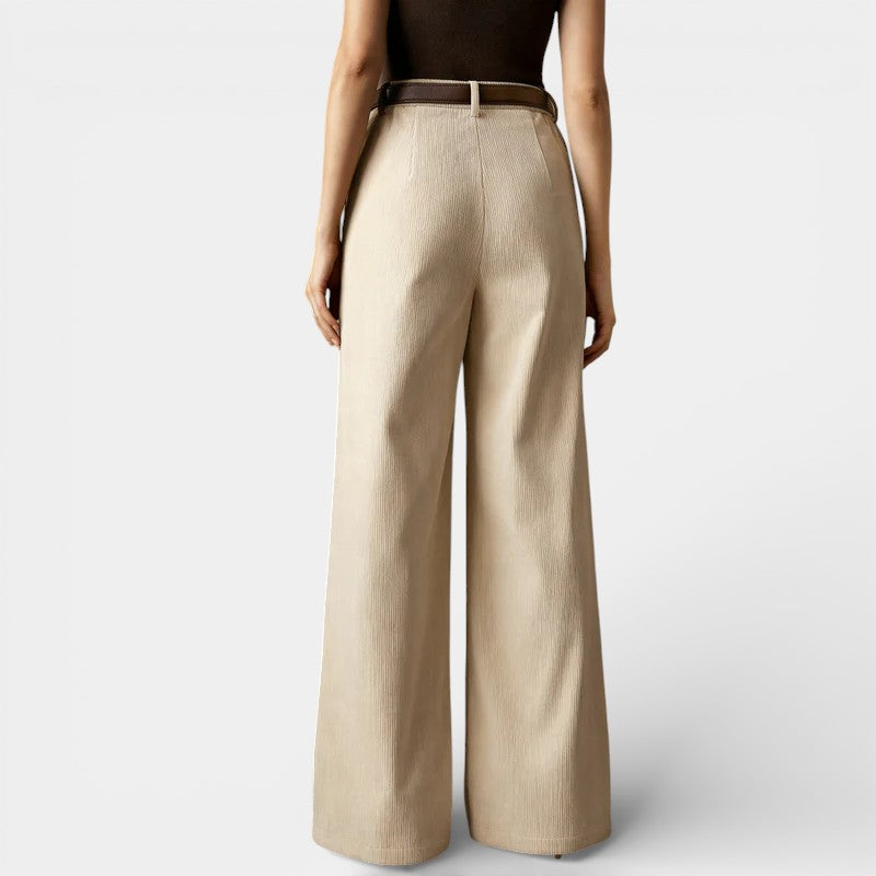 Gleame | Dames Broek Hoge Taille Wijde Pijpen Elegante Pasvorm