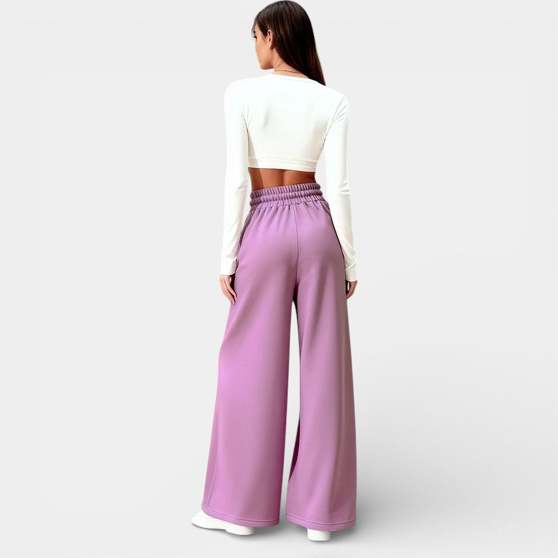 Gleame | Dames Lange Broek Wijde Pijpen Comfortabele Pasvorm