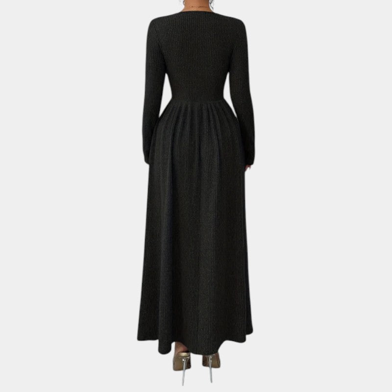 Gleame | Dames Maxi Jurk A-Lijn V-Hals Lange Mouw