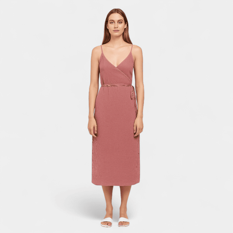 Gleame.-Jurken & Jumpsuits-Gleame Jurk - Vrouwen V-hals katoen jurk voor de zomer