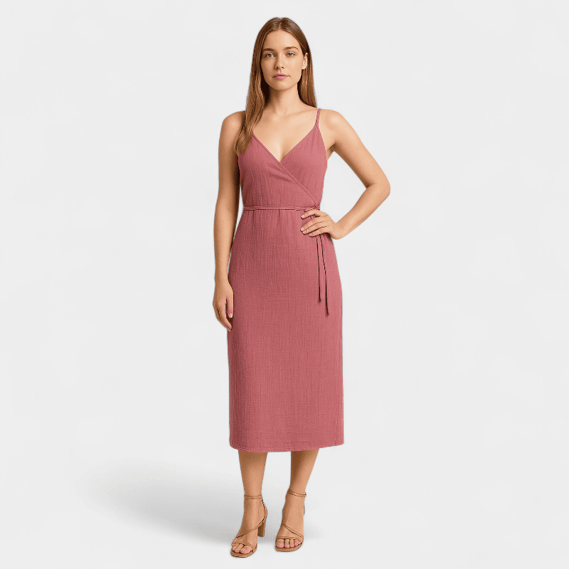 Gleame.-Jurken & Jumpsuits-Gleame Jurk - Vrouwen V-hals katoen jurk voor de zomer