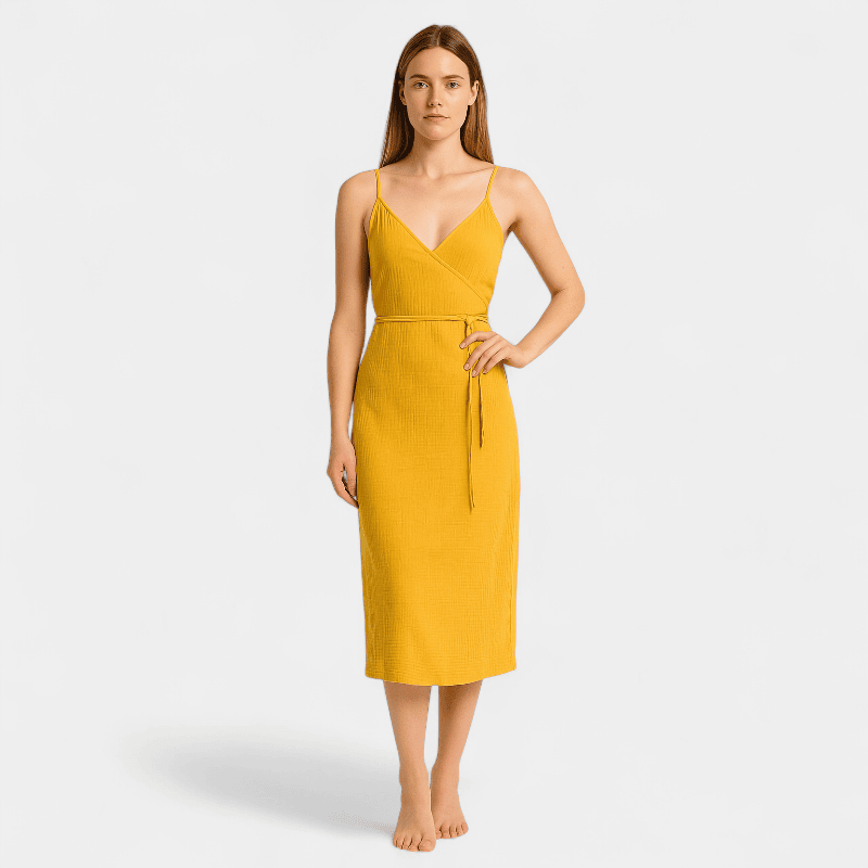 Gleame.-Jurken & Jumpsuits-Gleame Jurk - Vrouwen V-hals katoen jurk voor de zomer