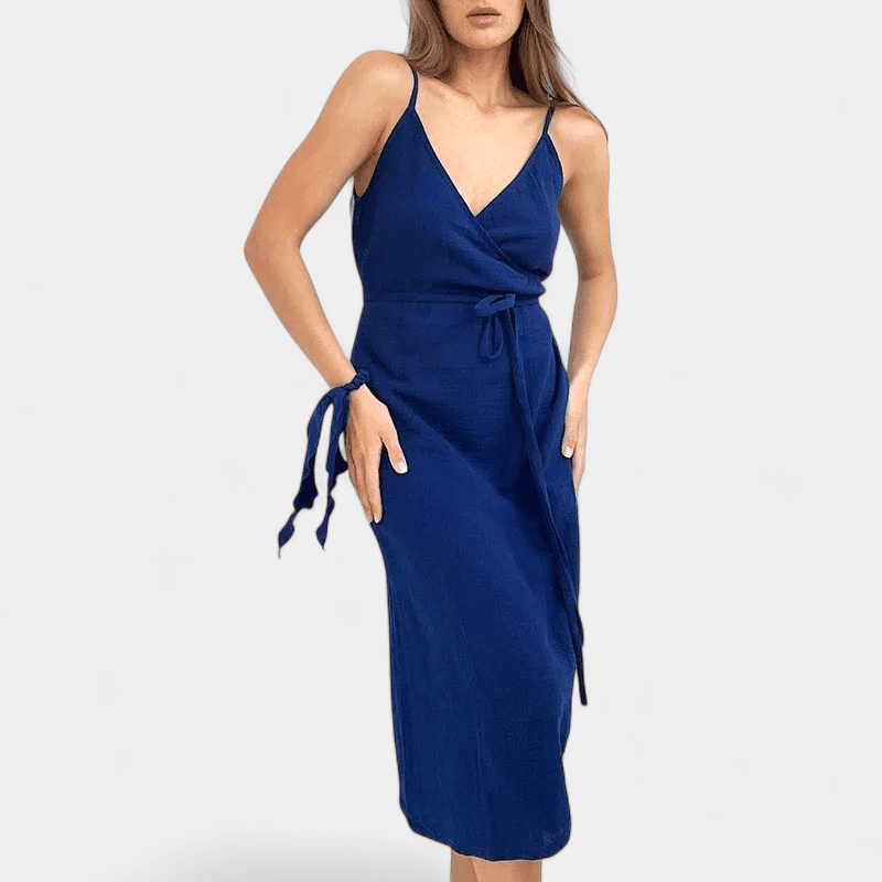 Gleame.-Jurken & Jumpsuits-Gleame Jurk - Vrouwen V-hals katoen jurk voor de zomer