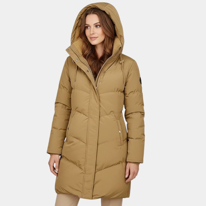 Gleame Winterjas – Luxe gewatteerde damesjas met warme teddyvoering en capuchon