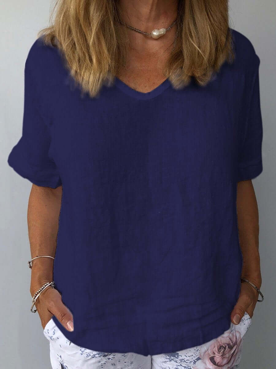 Gleame Linnen Top – Linnen blouse met korte mouwen voor dames