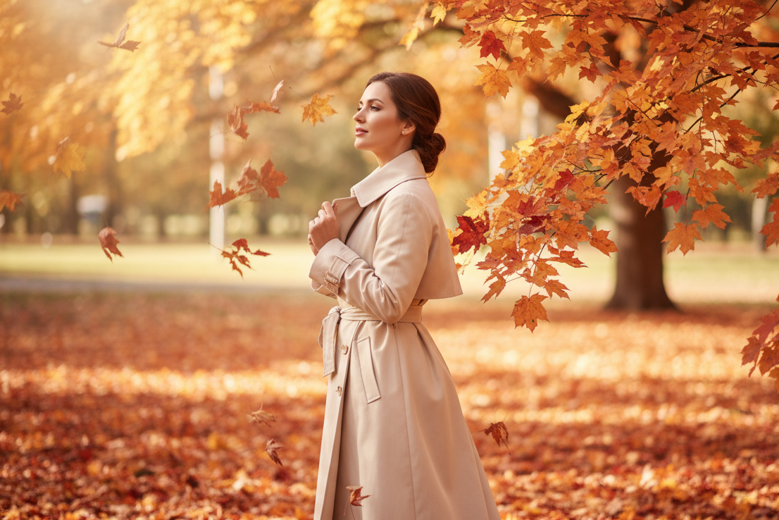 not straight picture, a littel bit side shot, beige color jaclet in aethetic pose