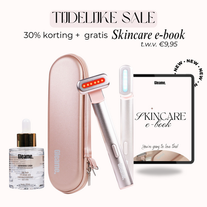 Gleame. Advanced Skincare Set | Een betere huid binnen 2 weken | 4 in 1 skincare tool | Rood licht therapie | Microcurrent | Blauw licht therapie | FDA Approved