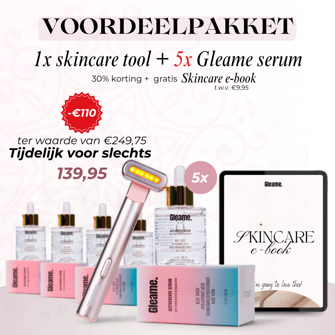 Gleame. Advanced Skincare Set | Een betere huid binnen 2 weken | 4 in 1 skincare tool | Rood licht therapie | Microcurrent | Blauw licht therapie | FDA Approved