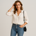 Gleame.-Topjes & Shirts-Gleame Linnen Dames Blouse – Ademend & Casual lange mouwen overhemd