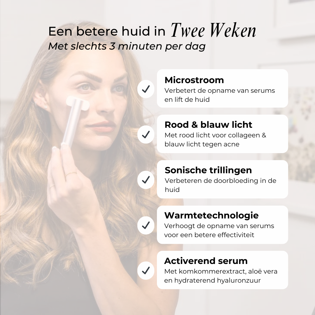 Gleame. Advanced Skincare Set | Een betere huid binnen 2 weken | 4 in 1 skincare tool | Rood licht therapie | Microcurrent | Blauw licht therapie | FDA Approved