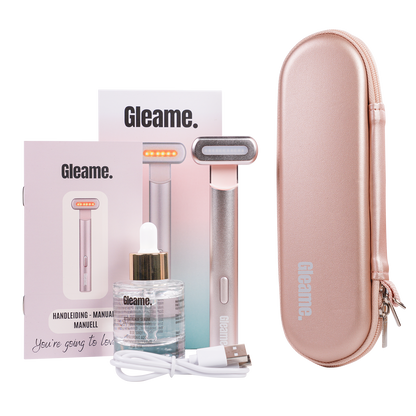 Gleame. Advanced Skincare Set | Een betere huid binnen 2 weken | 4 in 1 skincare tool | Rood licht therapie | Microcurrent | Blauw licht therapie | FDA Approved