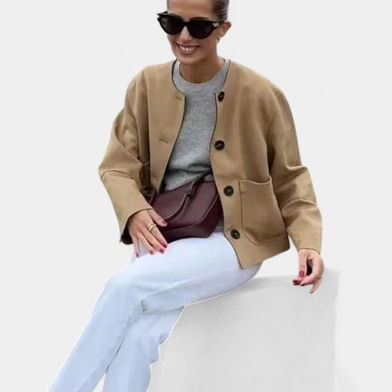 Gleame.-Blazers & Blouses-Gleame Blazer - Damesblazer met lange mouwen en knoopsluiting in casual stijl