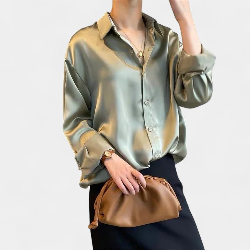 Gleame.-Blazers &amp; Blouses-Gleame Blouse - Casual blouse met lange mouwen en kraag