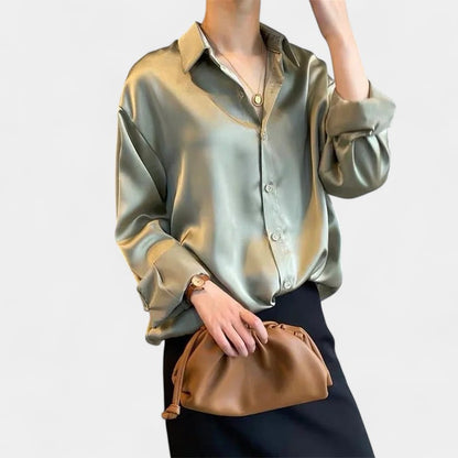 Gleame.-Blazers &amp; Blouses-Gleame Blouse - Casual blouse met lange mouwen en kraag