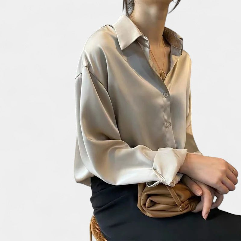 Gleame.-Blazers &amp; Blouses-Gleame Blouse - Casual blouse met lange mouwen en kraag
