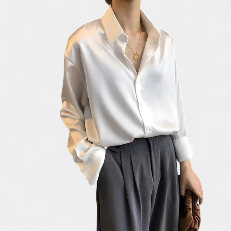 Gleame.-Blazers &amp; Blouses-Gleame Blouse - Casual blouse met lange mouwen en kraag