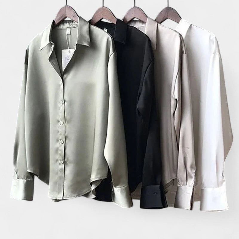 Gleame.-Blazers &amp; Blouses-Gleame Blouse - Casual blouse met lange mouwen en kraag