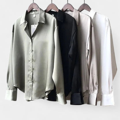 Gleame.-Blazers &amp; Blouses-Gleame Blouse - Casual blouse met lange mouwen en kraag