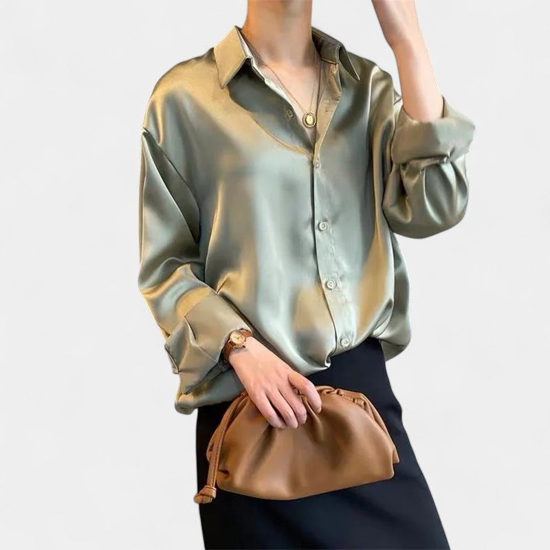 Gleame.-Blazers &amp; Blouses-Gleame Blouse - Casual blouse met lange mouwen en kraag